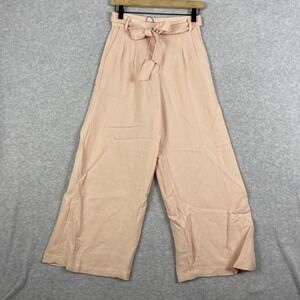 FRNCH Paris Pleated High Waisted Crop Pants Womens XS Pink Minimalist‎ Luxe